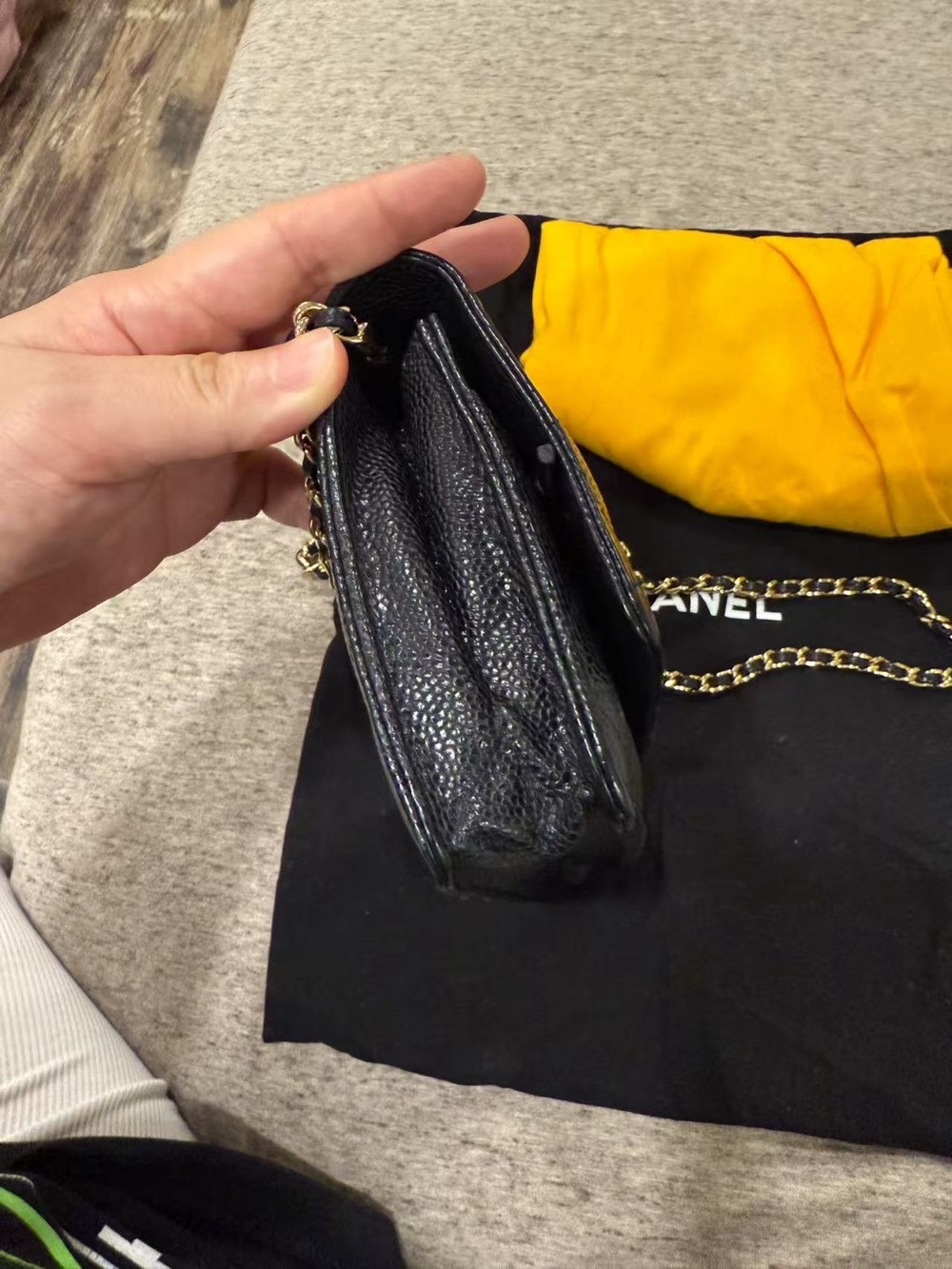 CHANEL Black Quilted Leather Crossbody with Gold Chain - Picture 5 of 8